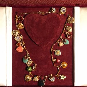 Joan river multi stoned heart necklace